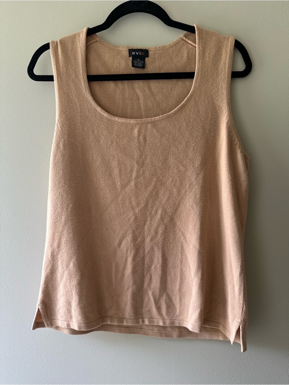 EVIE Scoop Neck Knit Tank Top in Light Beige - Picture 5 of 5
